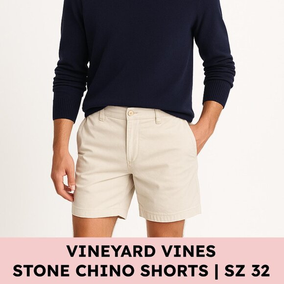 Vineyard Vines Other - Vineyard Vines 7" Stretch Breaker Chino Shorts Stone Cotton Nautical Sz 32
